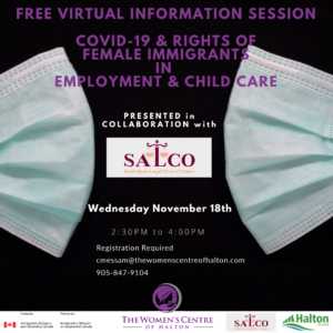 Free Info Session COVID19 Rights of Female Immigrants in Employment and Child Care 18Nov20 WomenCentreHalton
