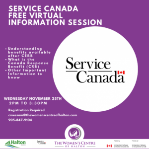 Service Canada Virtual Info Session theWomensCentreofHalton 25Nov20